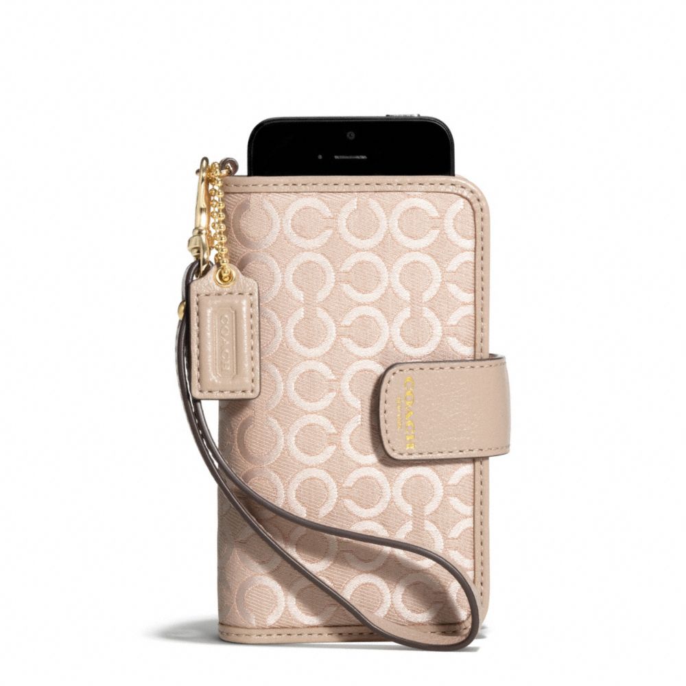 MADISON OP ART PEARLESCENT FABRIC PHONE WRISTLET - LIGHT GOLD/PEACH ROSE - COACH F69379