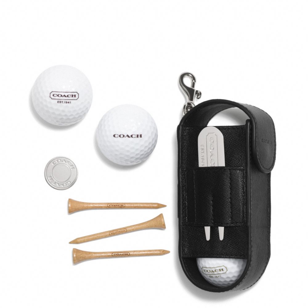 COACH GOLF BALL AND TOWEL GIFT SET - BLACK - F69717