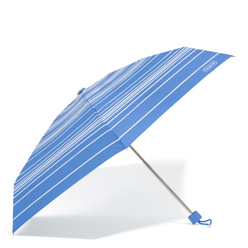 COACH F69721 Variegated Stripe Mini Umbrella SILVER/BRILLIANT BLUE