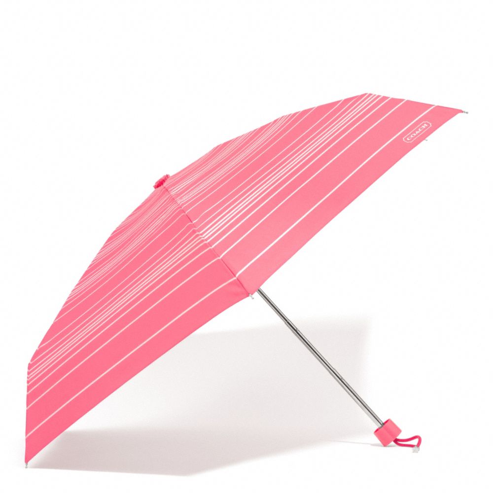 COACH VARIEGATED STRIPE MINI UMBRELLA - SILVER/CORAL - F69721