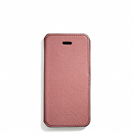COACH SAFFIANO LEATHER IPHONE 5 CASE WITH STAND - LIGHT GOLD/ROUGE - f69776