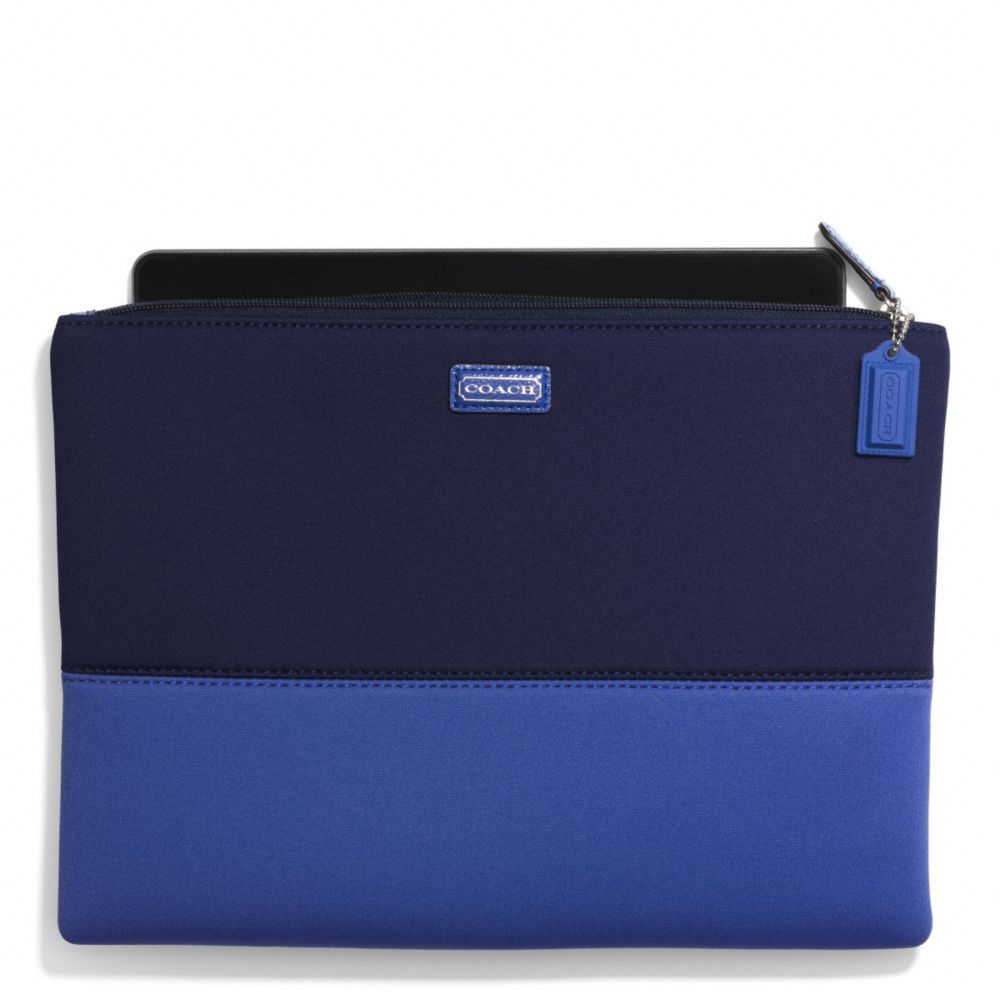 NEOPRENE LARGE TECH POUCH - SILVER/NAVY/COBALT - COACH F69876