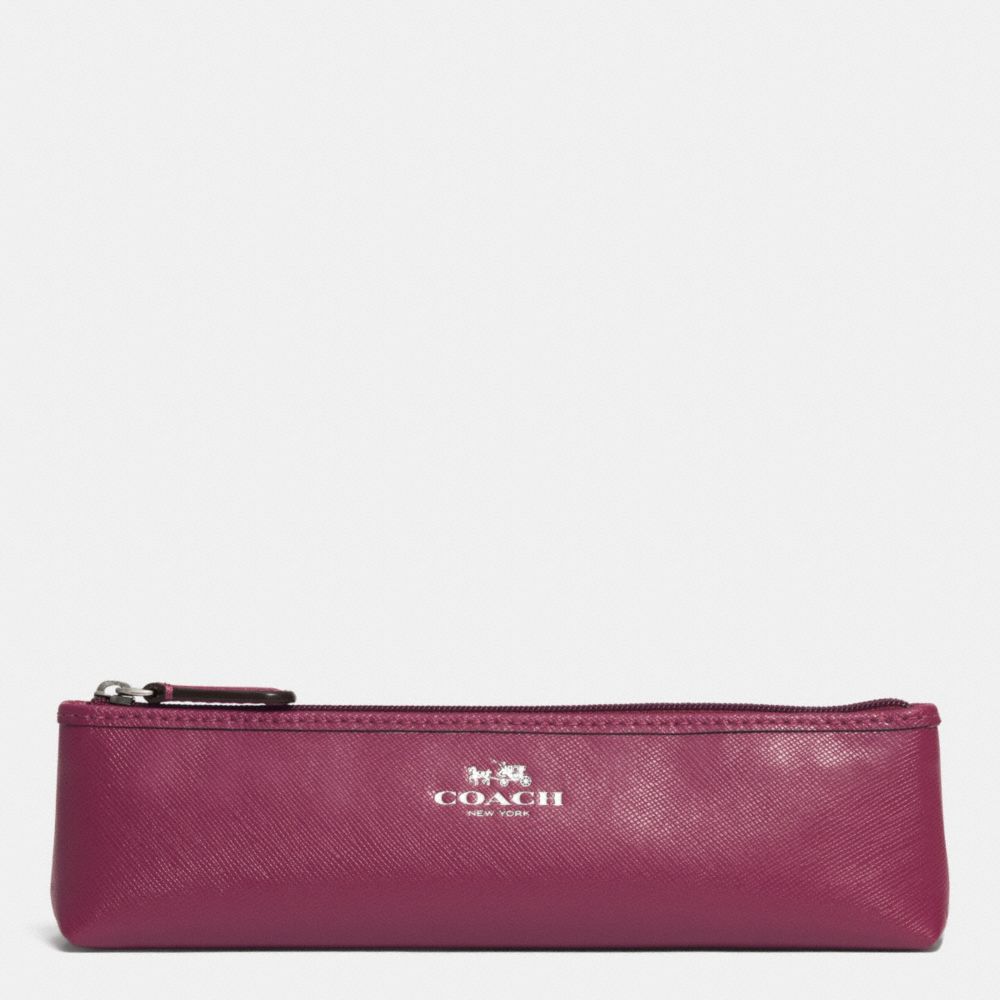 DARCY LEATHER BRUSH CASE - f69916 - SILVER/MERLOT