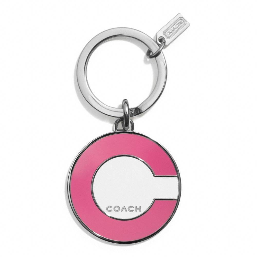 COACH RESORT C KEY RING - SILVER/PINK - F69940