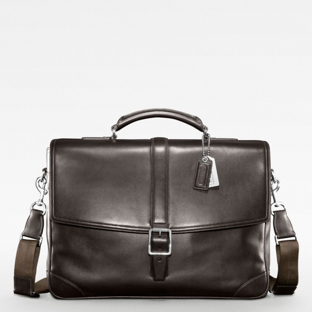 COACH F70304 Transatlantic Flap Business Brief SILVER/DARK BROWN