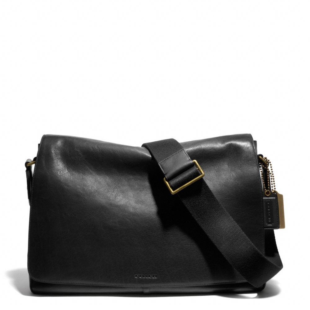 COACH F70486 Bleecker Leather Courier Bag BLACK