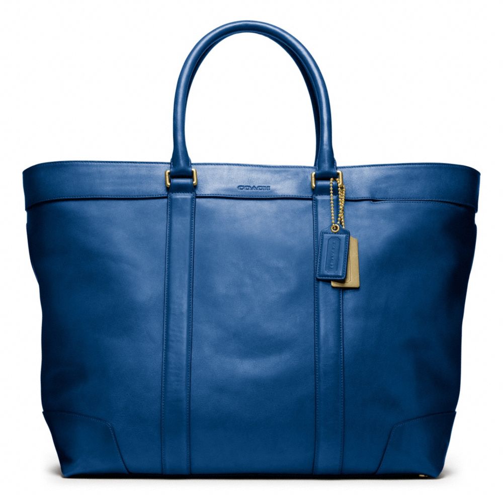 COACH F70487 Bleecker Legacy Leather Weekend Tote BRASS/VINTAGE ROYAL