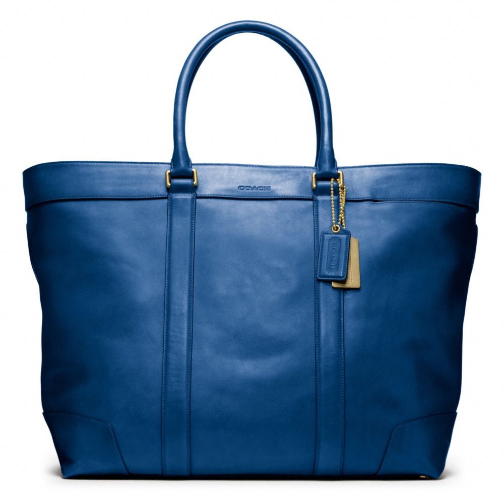 BLEECKER LEGACY LEATHER WEEKEND TOTE - f70487 - BRASS/VINTAGE ROYAL