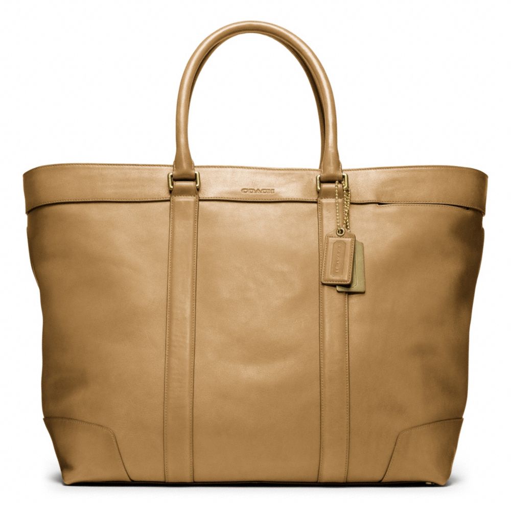 BLEECKER LEGACY LEATHER WEEKEND TOTE - BRASS/SAND - COACH F70487