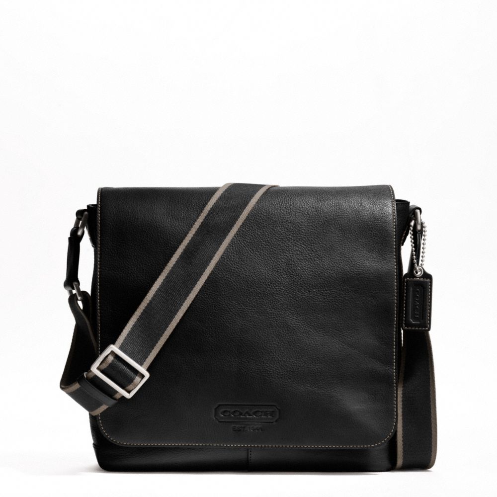 HERITAGE WEB LEATHER MAP BAG - f70555 - SILVER/BLACK