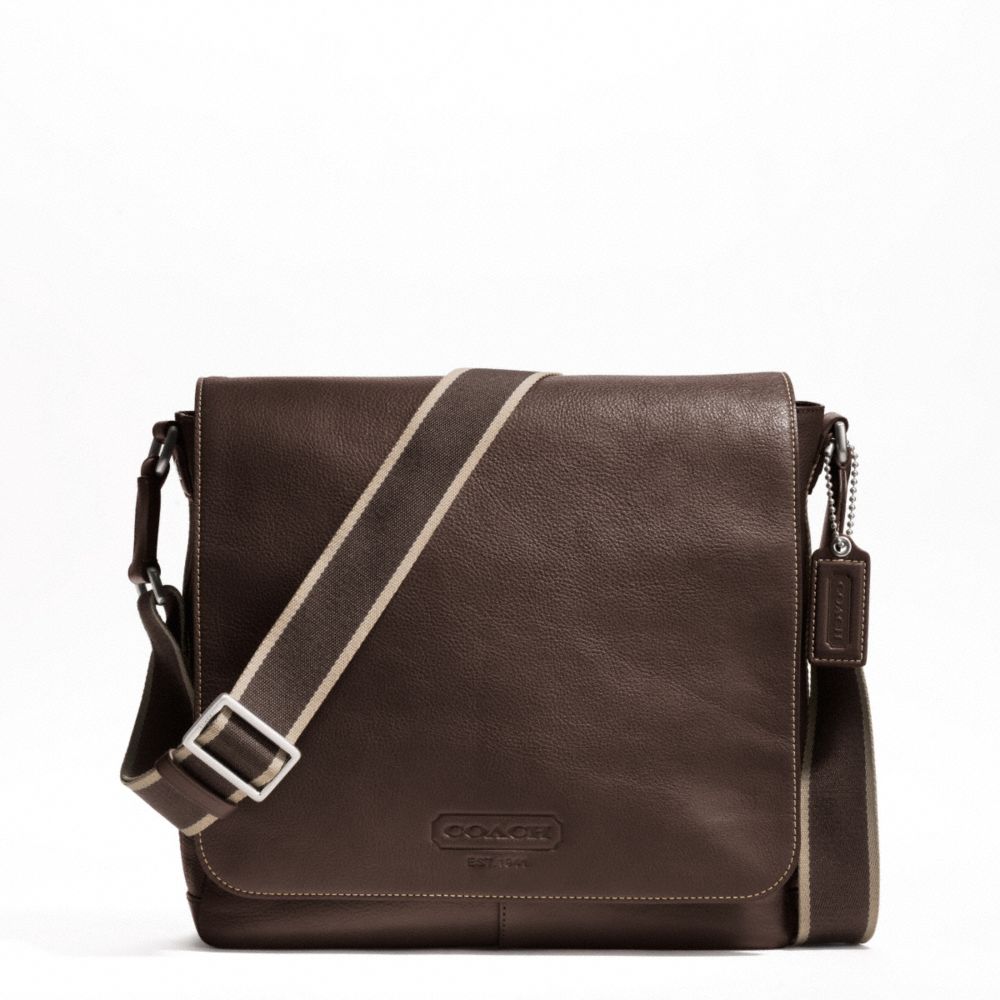 HERITAGE WEB LEATHER MAP BAG - f70555 - SILVER/BROWN
