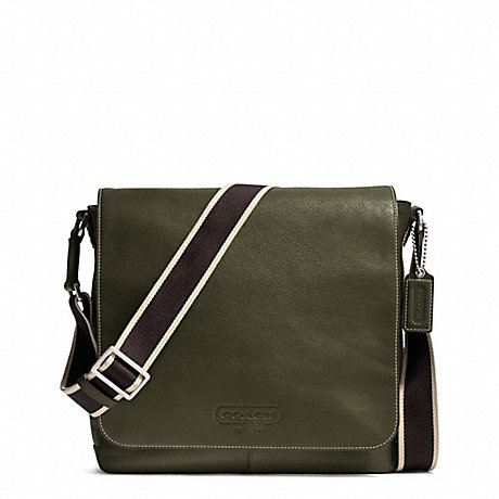 COACH HERITAGE WEB LEATHER MAP BAG - SILVER/OLIVE - f70555