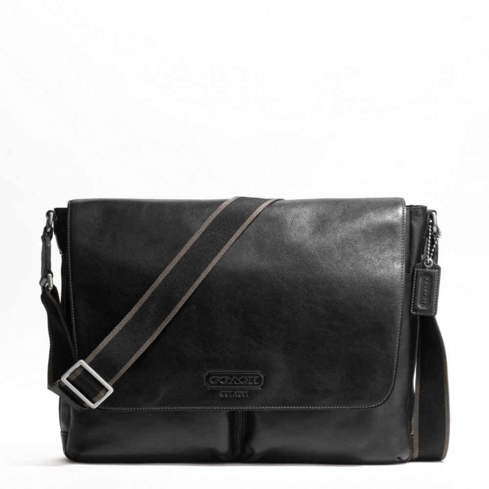 HERITAGE WEB LEATHER MESSENGER - f70556 - SILVER/BLACK