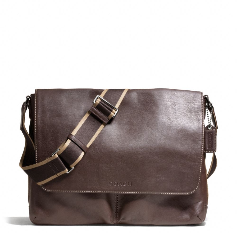 COACH F70556 - HERITAGE LEATHER MESSENGER - SILVER/BROWN | COACH MEN