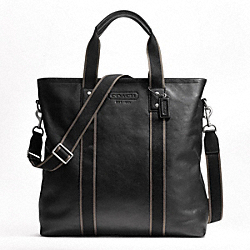 COACH F70560 Heritage Web Leather Utility Tote SILVER/BLACK