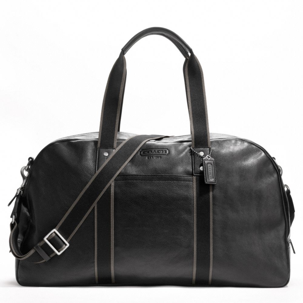 COACH HERITAGE WEB LEATHER DUFFLE - SILVER/BLACK - F70561