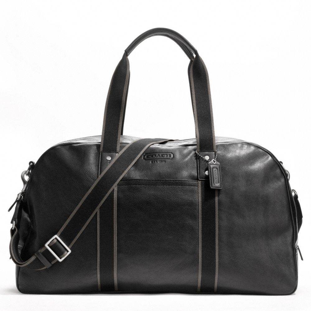 COACH F70561 - HERITAGE WEB LEATHER DUFFLE SILVER/BLACK