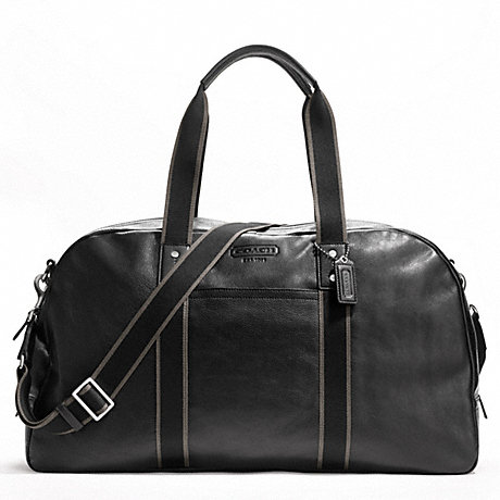 COACH F70561 HERITAGE WEB LEATHER DUFFLE SILVER/BLACK