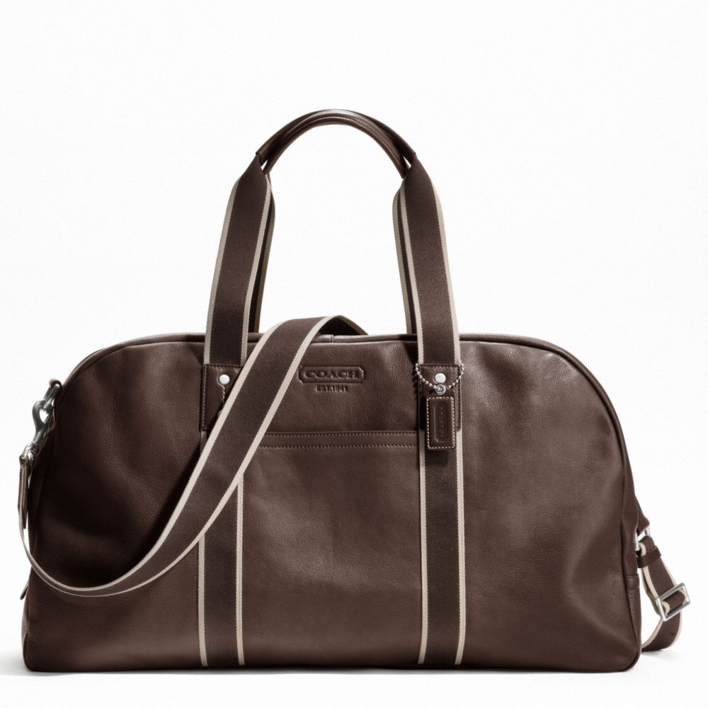 COACH HERITAGE WEB LEATHER DUFFLE - SILVER/BROWN - F70561
