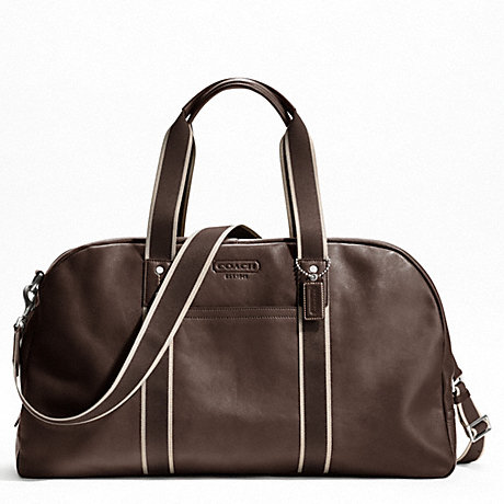 COACH F70561 HERITAGE WEB LEATHER DUFFLE SILVER/BROWN