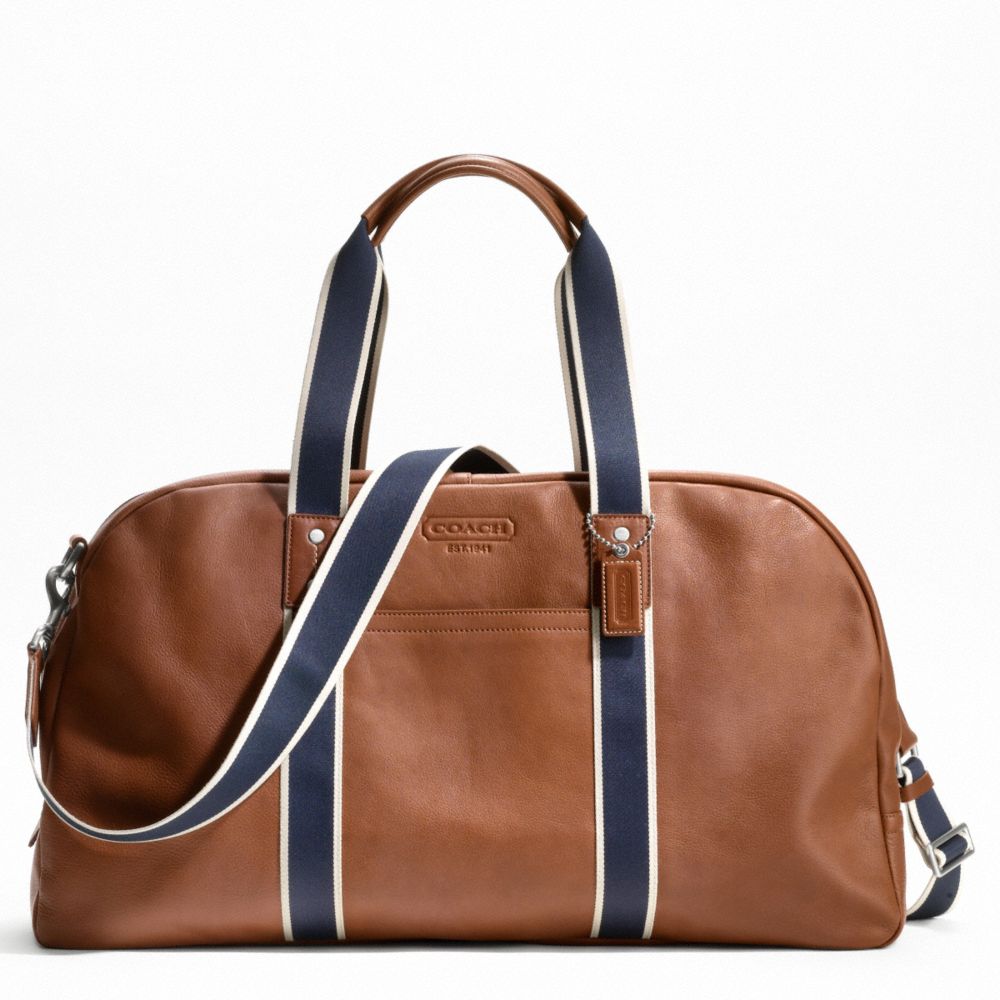 COACH HERITAGE WEB LEATHER DUFFLE - SILVER/SADDLE - F70561