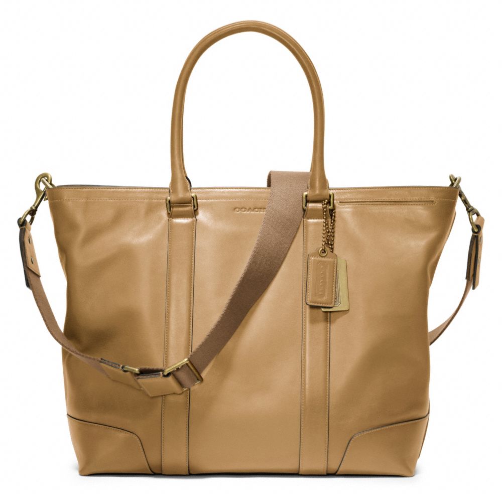 BLEECKER LEATHER BUSINESS TOTE - f70600 - BRASS/SAND