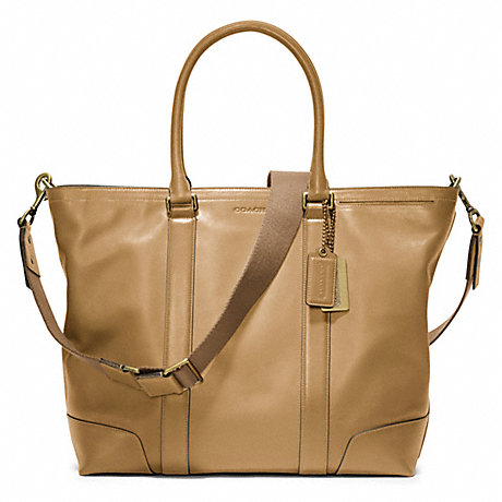 COACH BLEECKER LEATHER BUSINESS TOTE - BRASS/SAND - f70600
