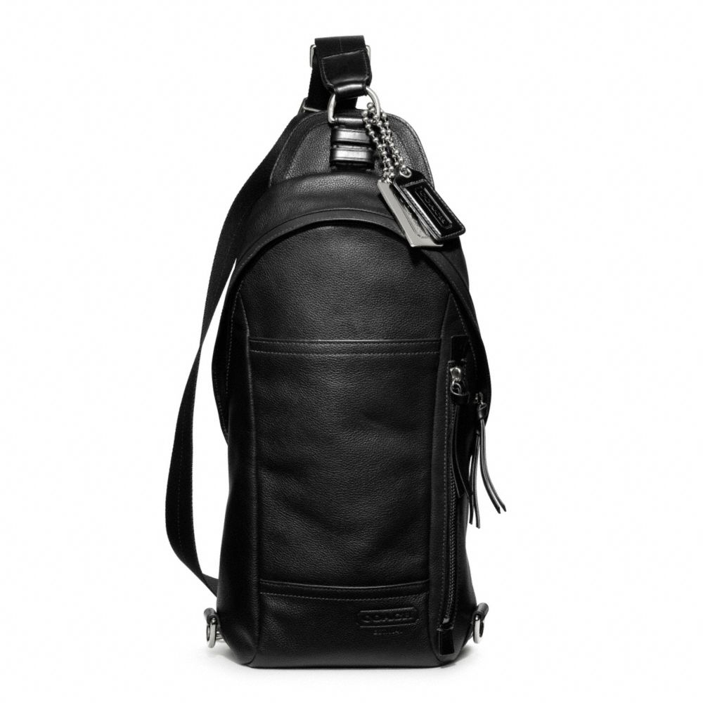 THOMPSON LEATHER CONVERTIBLE SLING PACK - f70617 - BLACK