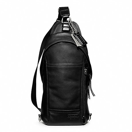 COACH F70617 THOMPSON LEATHER CONVERTIBLE SLING PACK BLACK