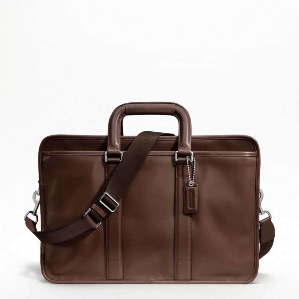 LEXINGTON LEATHER EMBASSY BRIEF - SILVER/MAHOGANY - COACH F70662