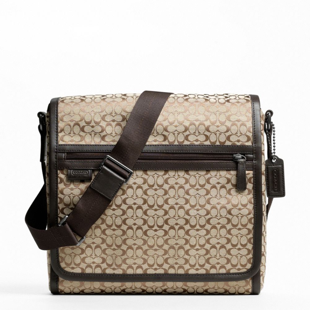 SIGNATURE JACQUARD MAP BAG - f70699 - GUNMETAL/KHAKI BROWN