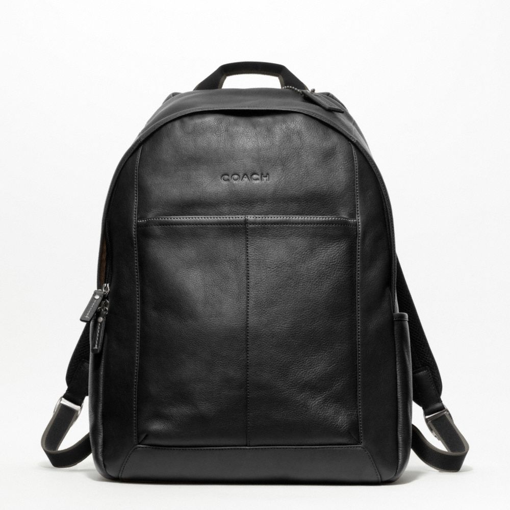 COACH F70747 - HERITAGE WEB LEATHER BACKPACK SILVER/BLACK