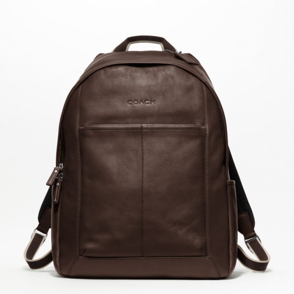 HERITAGE WEB LEATHER BACKPACK - SILVER/BROWN - COACH F70747
