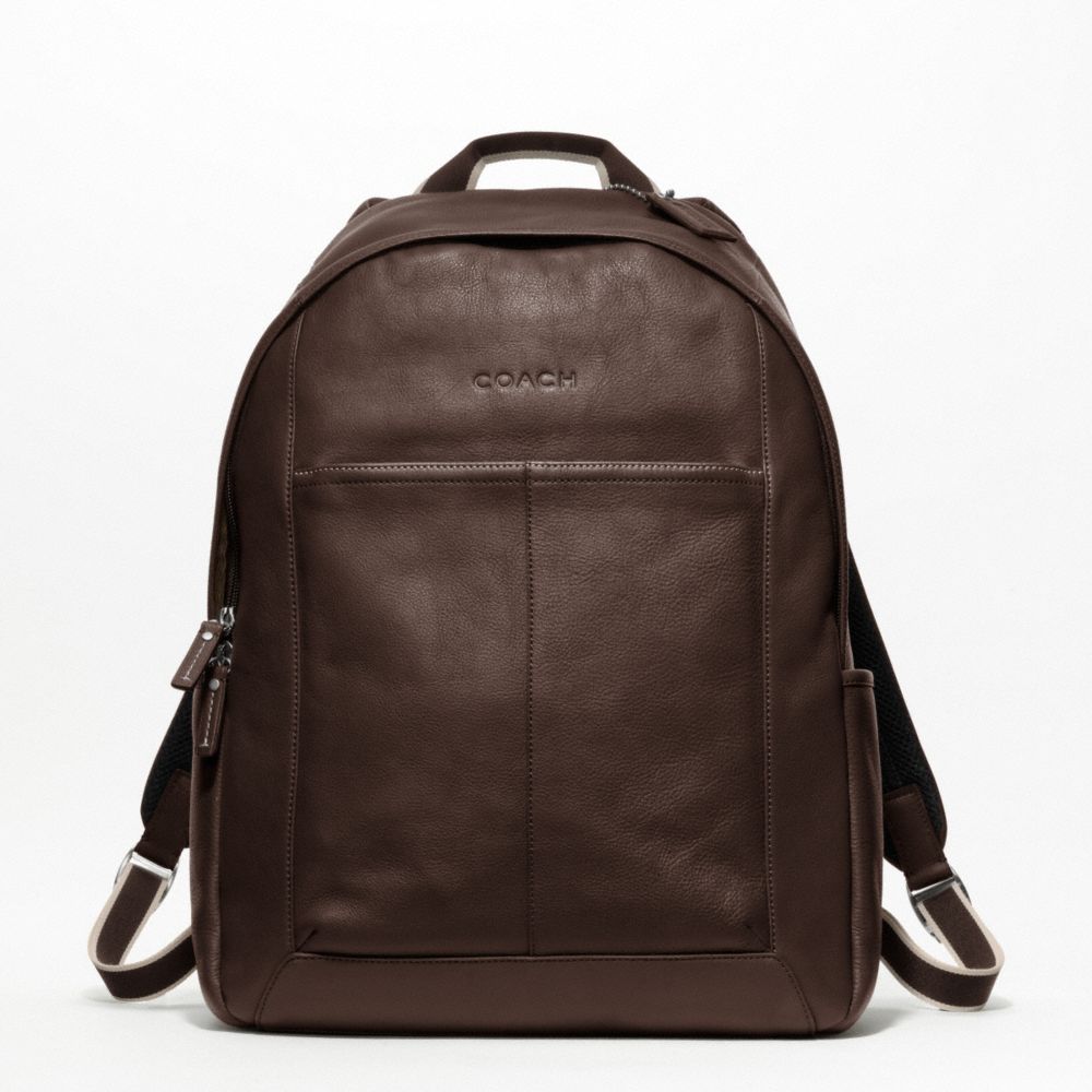 COACH HERITAGE WEB LEATHER BACKPACK - SILVER/BROWN - F70747