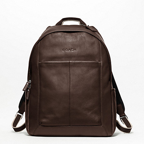 COACH HERITAGE WEB LEATHER BACKPACK - SILVER/BROWN - f70747