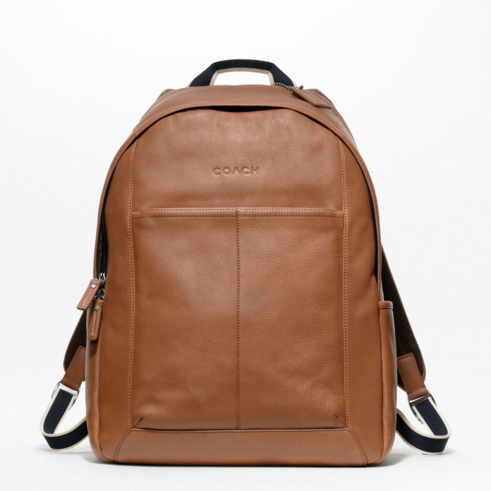 HERITAGE WEB LEATHER BACKPACK - f70747 - SILVER/SADDLE