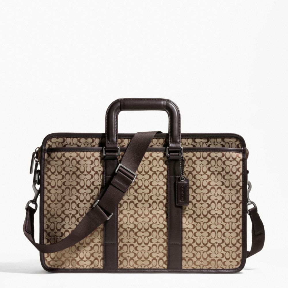 COACH SIGNATURE JACQUARD EMBASSY BRIEF - GM/KHAKI BROWN - f70759