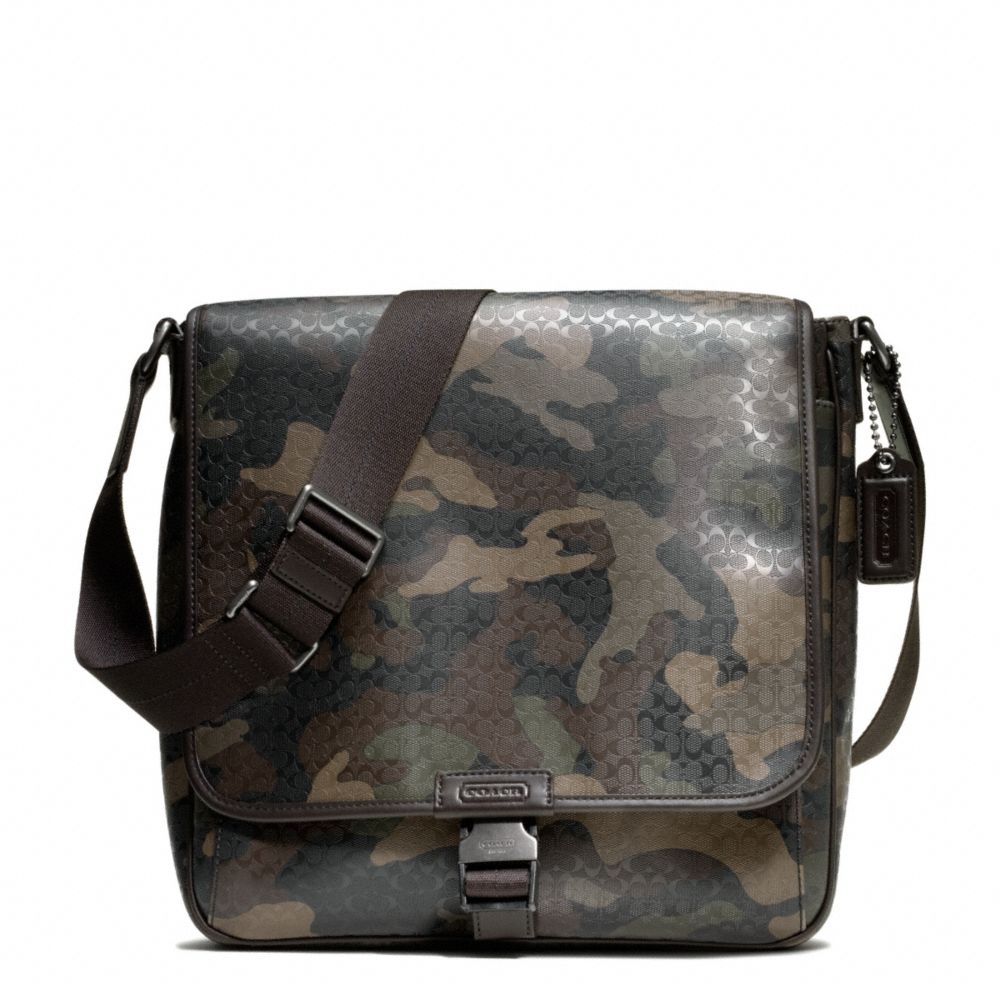 COACH HERITAGE SIGNATURE MAP BAG - GUNMETAL/FATIGUE CMFLAGE/BRN - F70765