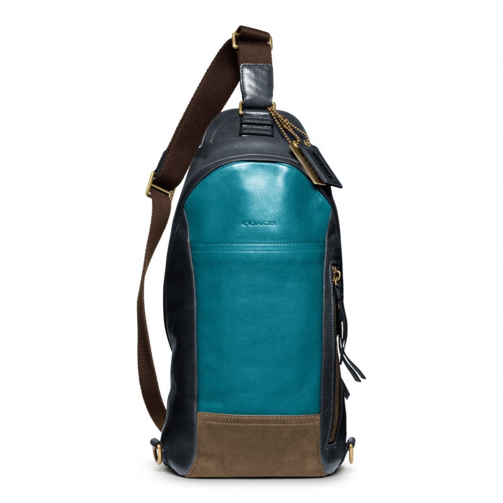 BLEECKER LEATHER COLORBLOCK CONVERTIBLE SLING - BRASS/OCEAN/NAVY - COACH F70796