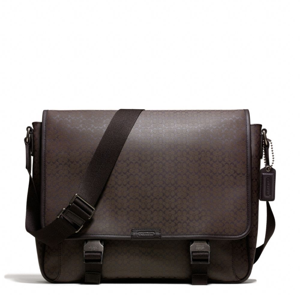 COACH HERITAGE SIGNATURE EMBOSSED PVC MESSENGER - GUNMETAL/MAHOGANY - f70809