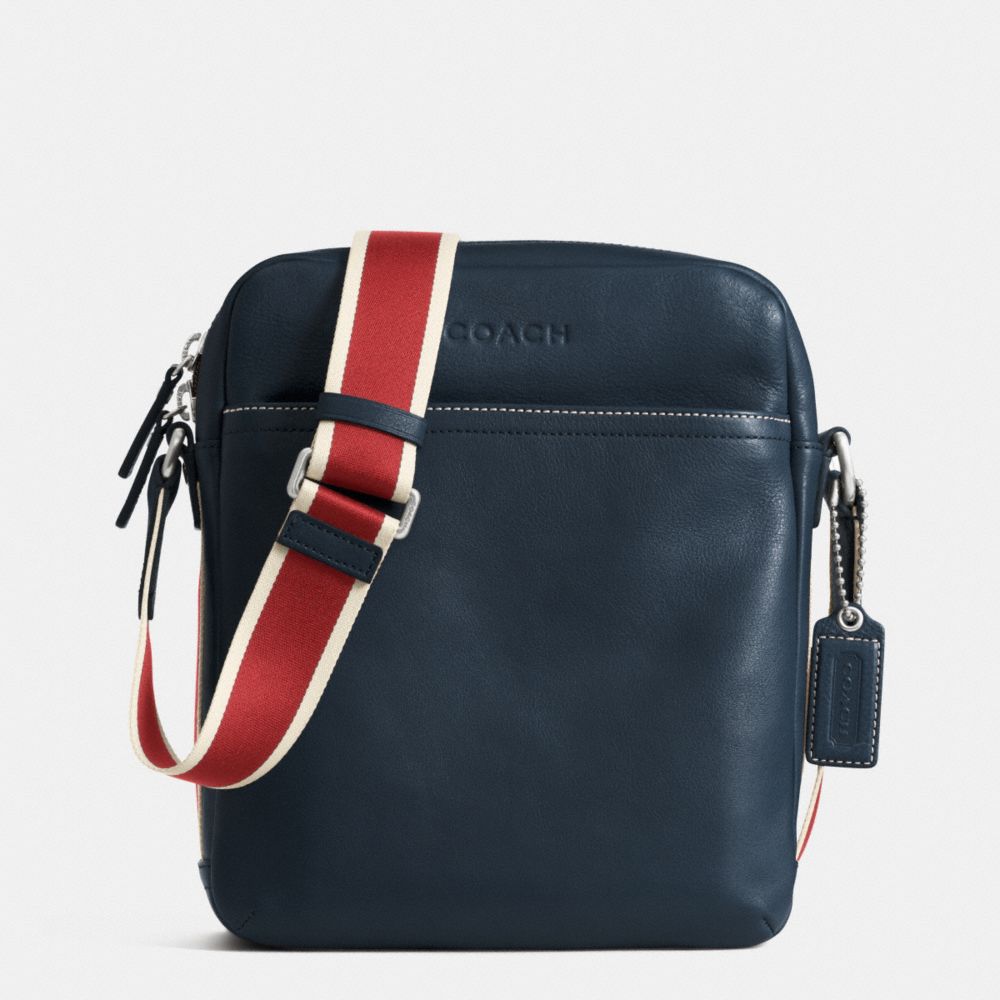 HERITAGE WEB LEATHER FLIGHT BAG - SILVER/NAVY/RED - COACH F70813