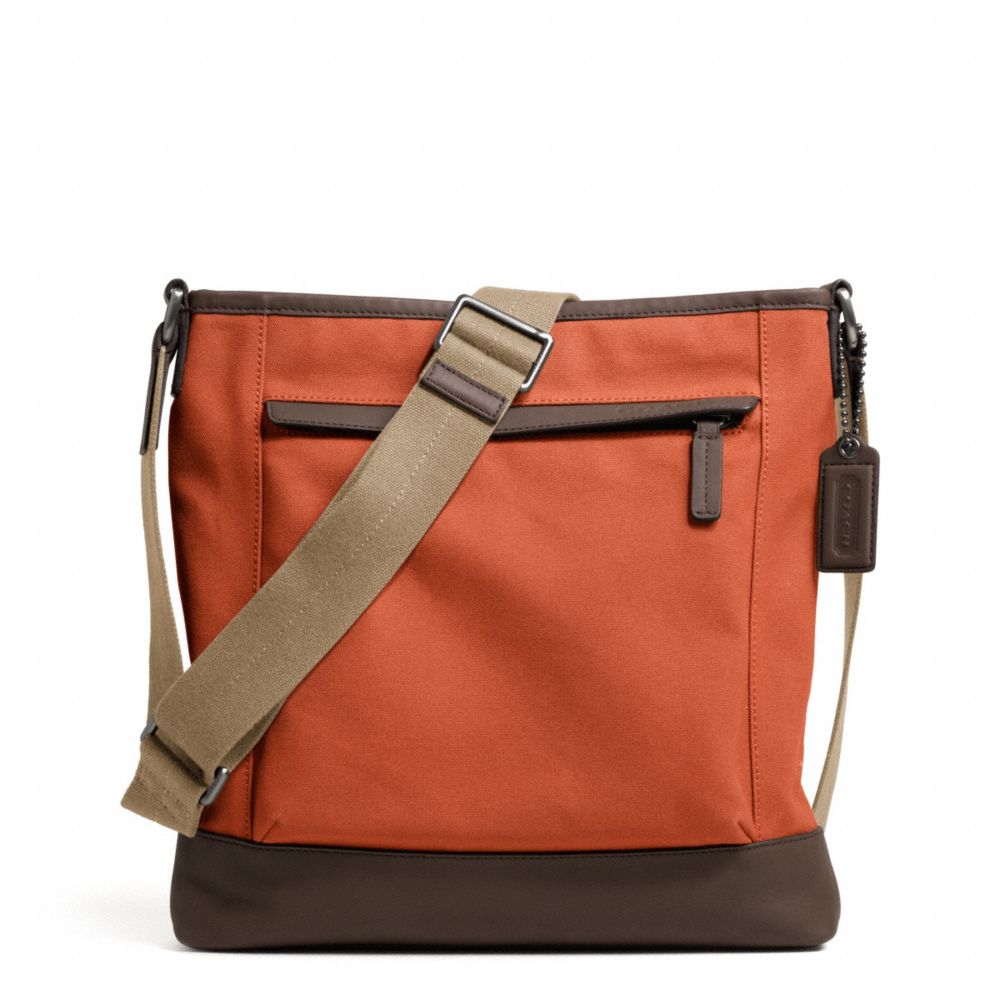 COACH CAMDEN CANVAS ZIP TOP CROSSBODY - GUNMETAL/ORANGE/DARK BROWN - F70820