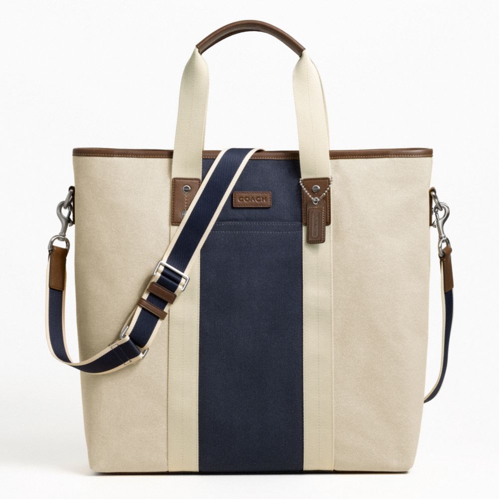 COACH HERITAGE WEB CANVAS PIECED STRIPE TOTE -  - f70825