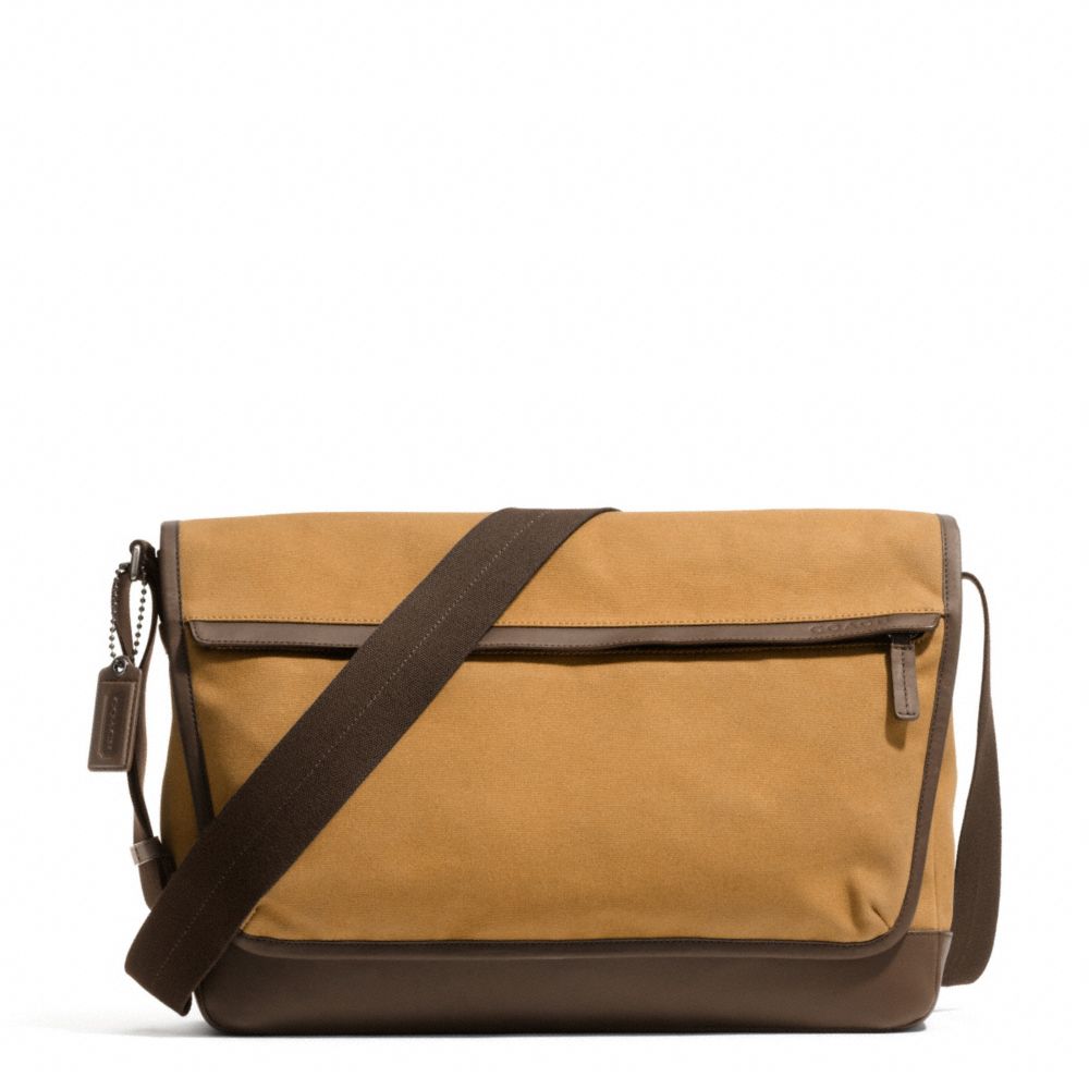 COACH CAMDEN CANVAS MESSENGER - GUNMETAL/MUSTARD/DARK BROWN - f70829