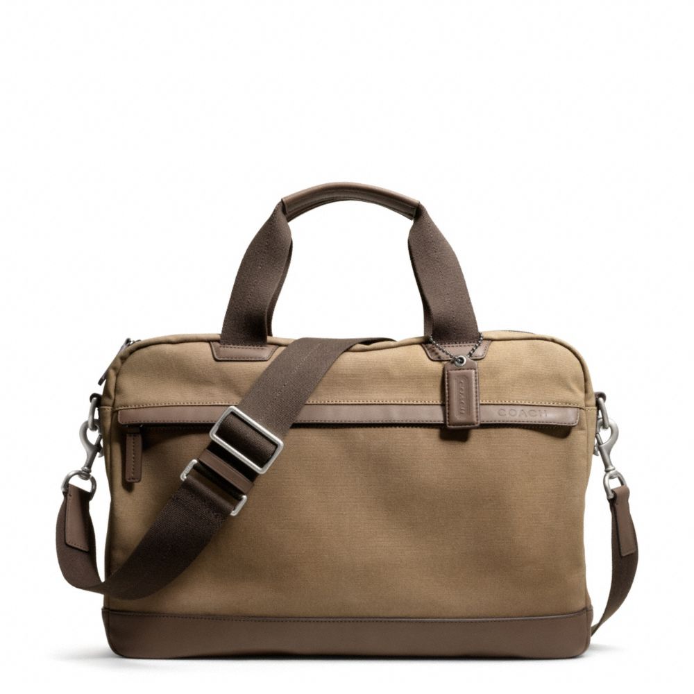 CAMDEN CANVAS ZIP TOP BRIEF - GUNMETAL/KHAKI - COACH F70831