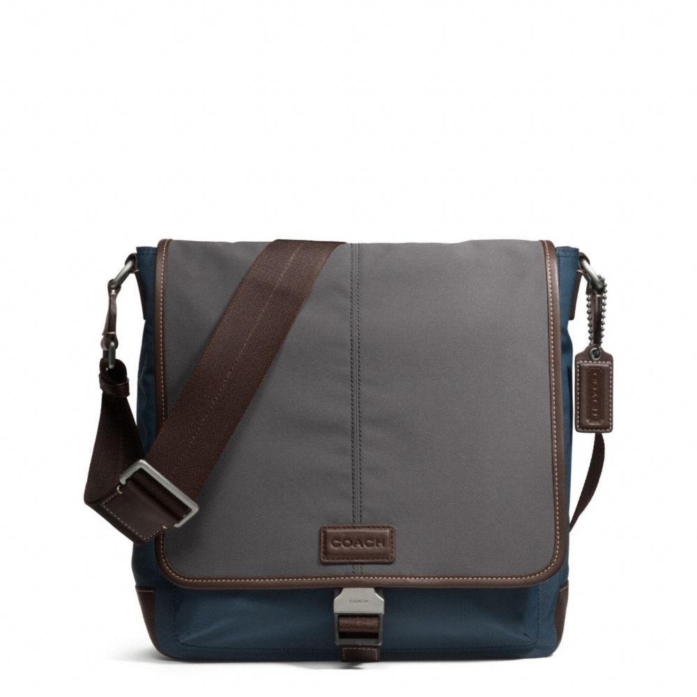 COACH VARICK NYLON COLORBLOCK MAP BAG - GUNMETAL/GREY/NAVY - F70833