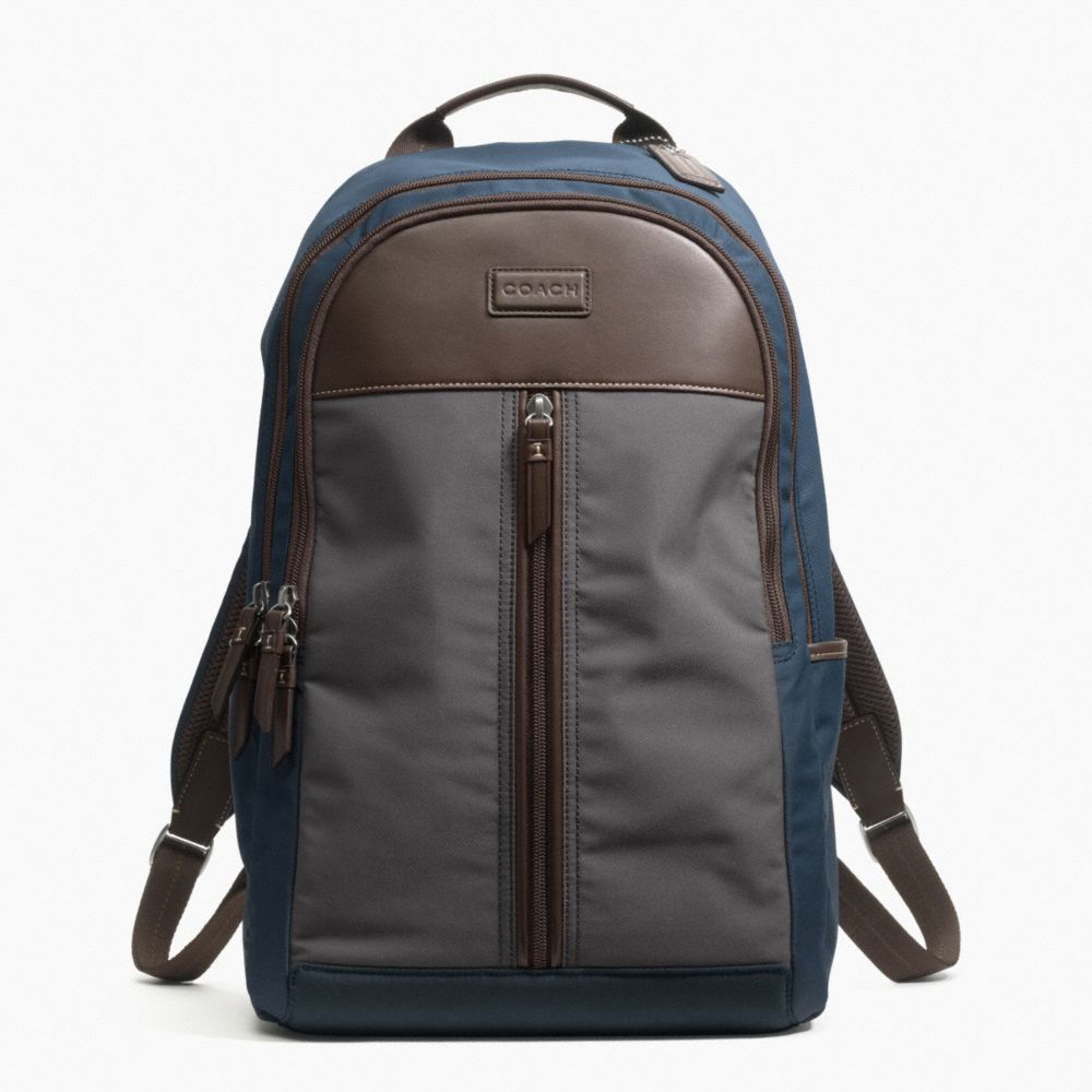COACH F70835 Varick Nylon Colorblock Backpack GUNMETAL/GREY/NAVY