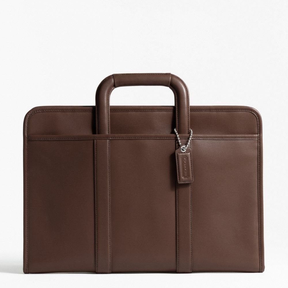 LEXINGTON LEATHER TOP HANDLE PORTFOLIO - f70847 - SILVER/MAHOGANY