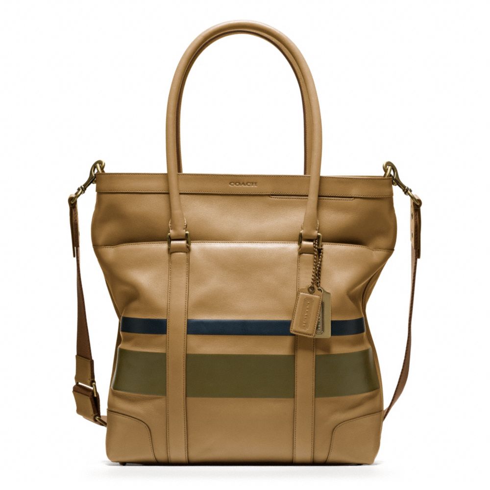 COACH F70856 BLEECKER DEBOSSED PAINTED STRIPE TOTE ONE-COLOR