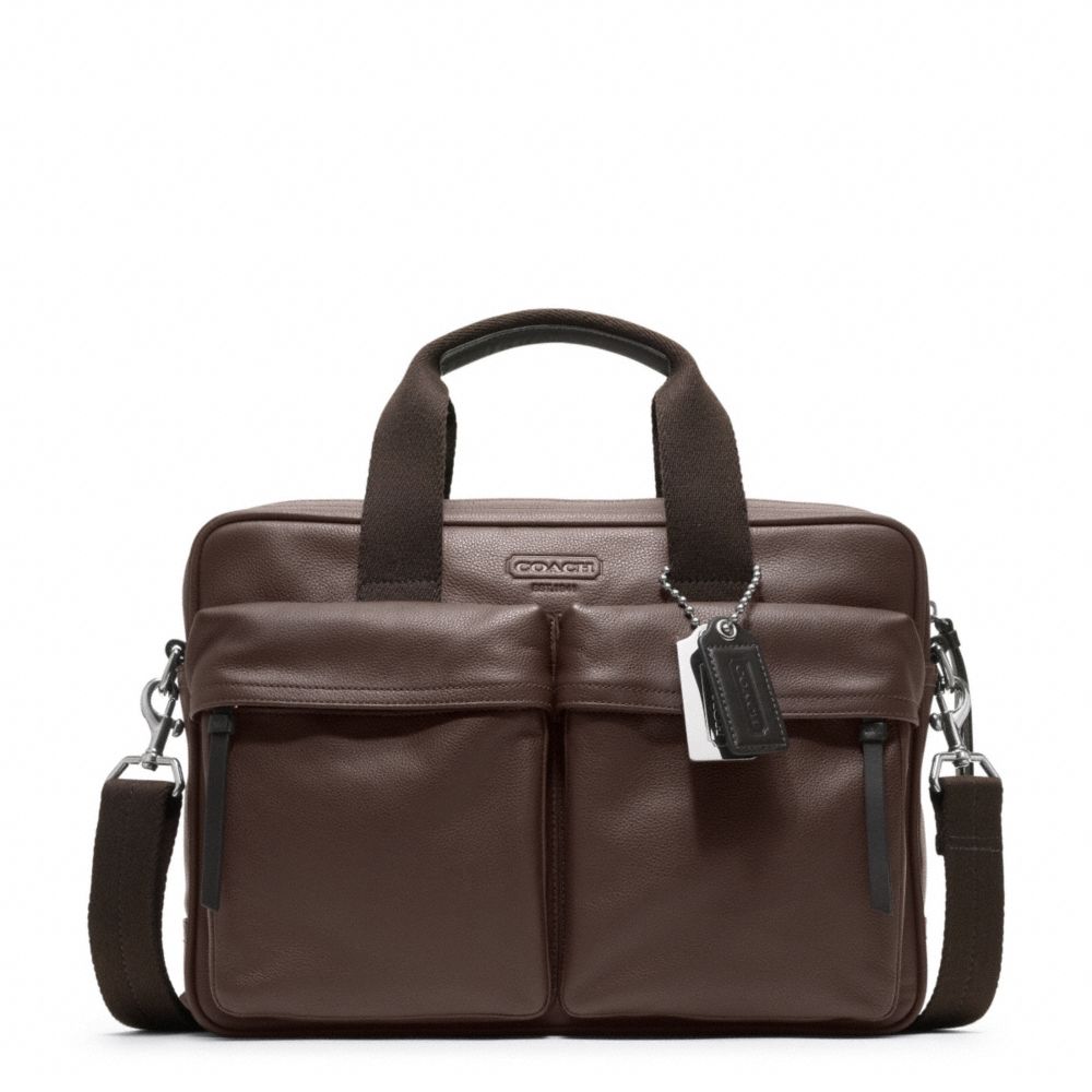 COACH F70859 Thompson Leather  Slim Commuter SILVER/MAHOGANY